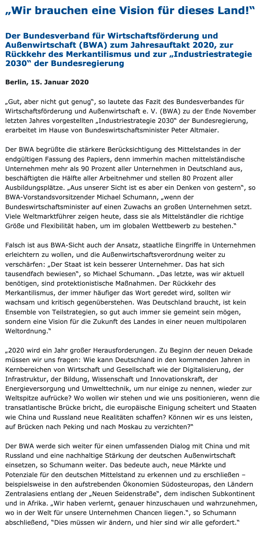 Neues Jahr – Neuer Kunde BWA
